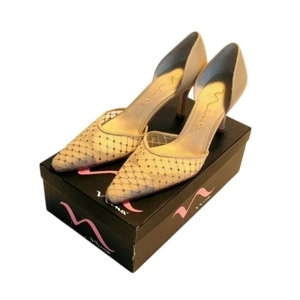 Nina High Heel Shoes Saba Cornsilk Luster Vintage size 9 1/2 - Picture 1 of 6